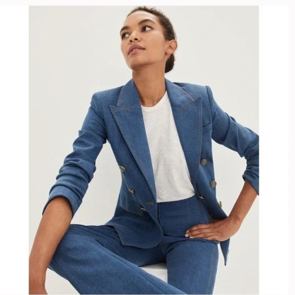 NEW! Veronica Beard Naira Denim Dickey Blazer, Jacket Size 0 - Picture 3 of 15